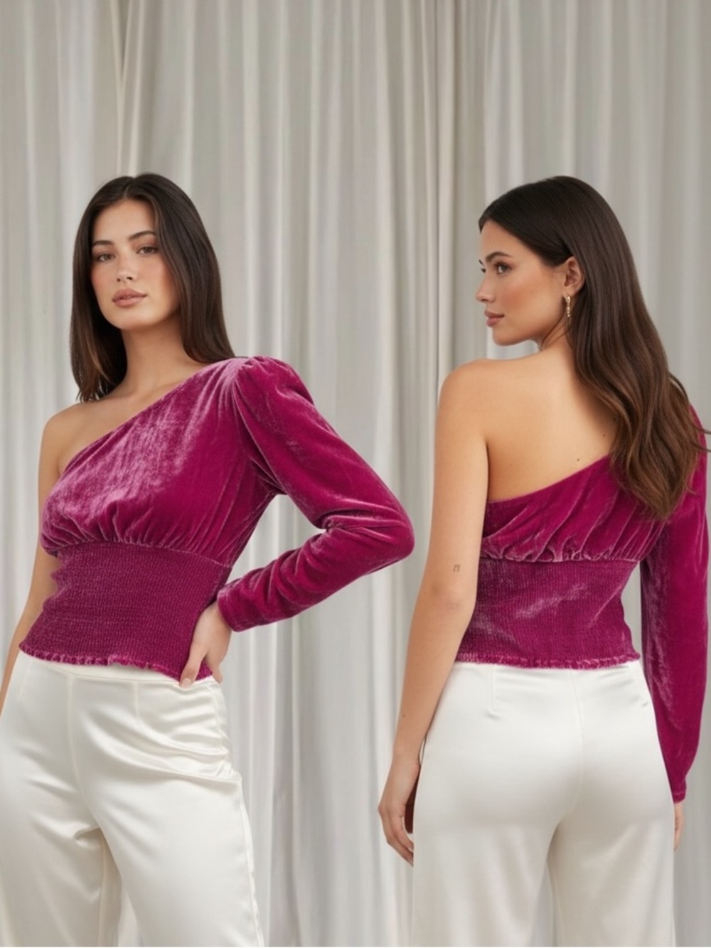 Free people tell me about it one shoulder velvet top size xs